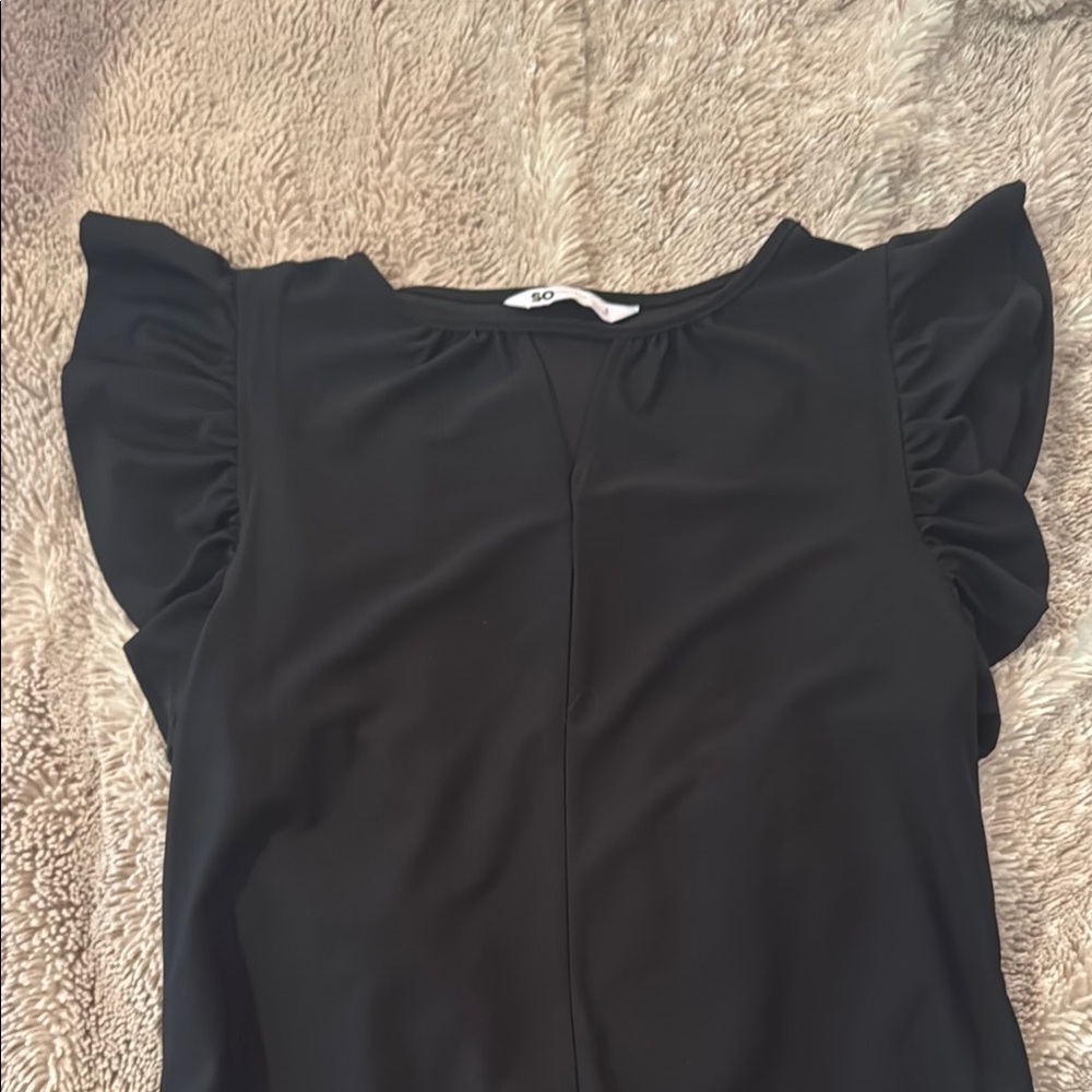 SO Black Ruffled Blouse